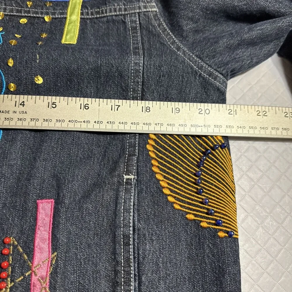 Marsh Landing‎ Denim Wmn's Med Jacket Jean With Embellished Designs Vintage
